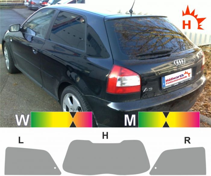 AUDI A3 8L dreituerig 2000 bis 2003 passgenaue Tönungsfolie