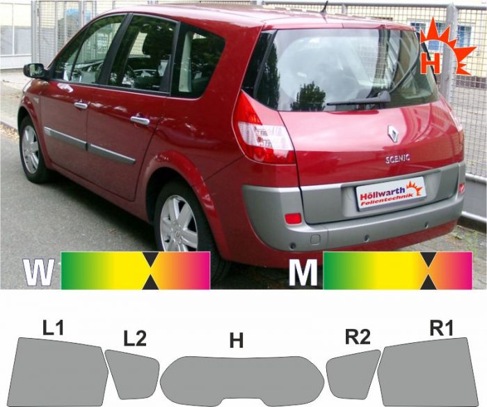 RENAULT Grand Scenic JN 2004 bis 2009 passgenaue Tönungsfolie