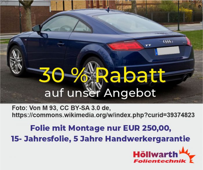 AUDI TT FV ab 2014 passgenaue Tönungsfolie