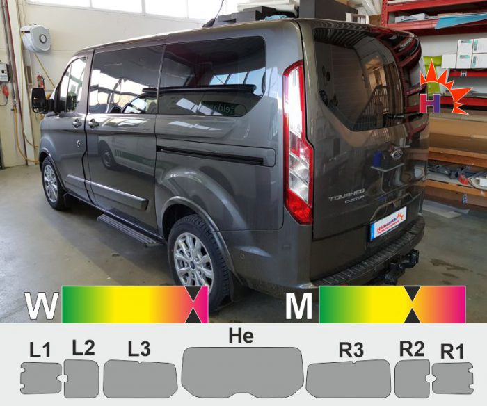 FORD Tourneo Custom 13 passgenaue Tönungsfolie