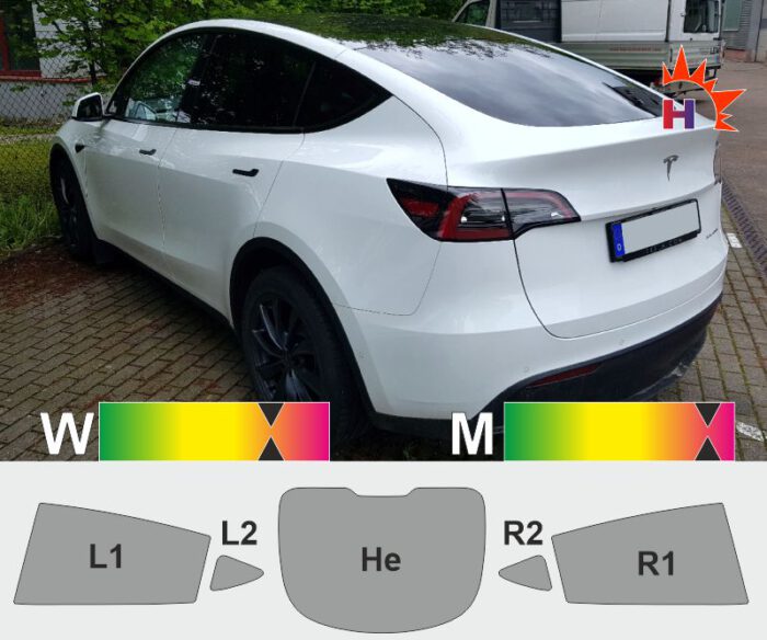 TESLA Model Y passgenaue Tönungsfolie