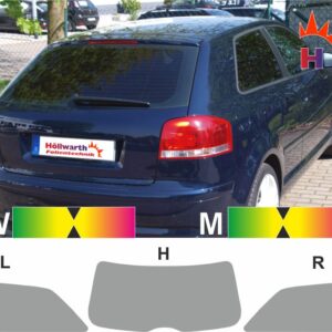 AUDI A3 8P dreitürig 2003 bis 2012 passende Tönungsfolie