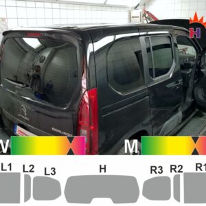 CITROEN Berlingo III ab 2018 ohne klappbarer Heckscheibe, Schiebetüren mit Hebefenster passgenaue Tönungsfolie