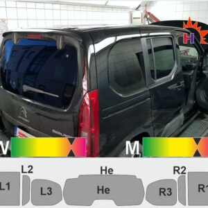 CITROEN Berlingo III ab 2018 mit klappbarer Heckscheibe, Schiebetüren mit Hebefenster passgenaue Tönungsfolie