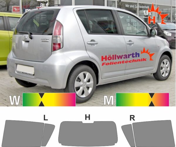 DAIHATSU Sirion II 2004 bis 2010 passgenaue Tönungsfolie