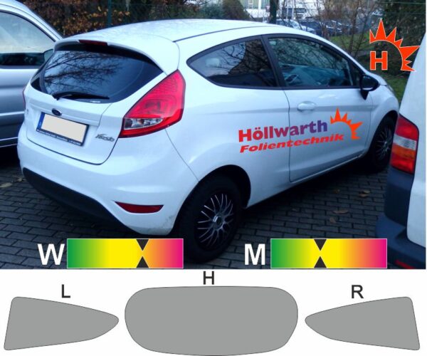 FORD Fiesta MK7 dreitürig 2009 bis 2017 passgenaue Tönungsfolie