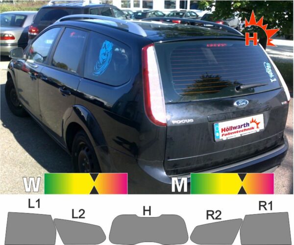 FORD Focus 04 Tournier 2004 bis 2011 passgenaue Tönungsfolie