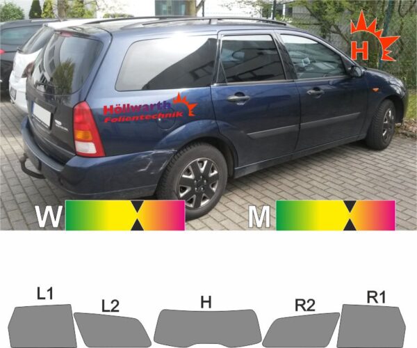 FORD Focus 98 Tournier 1999 bis 2004 passgenaue Tönungsfolie