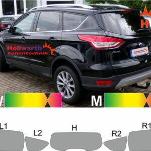 FORD Kuga 13 (ab 2013, Facelift 2016 bis 2019) passgenaue Tönungsfolie