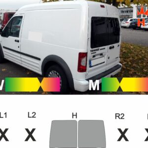 FORD Transit Connect 02 Heckflügeltüren 2002 bis 2013 passende Tönungsfolie