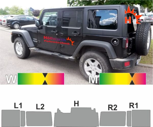 JEEP Wrangler JK Unlimited seit 2007 passgenaue Tönungsfolie