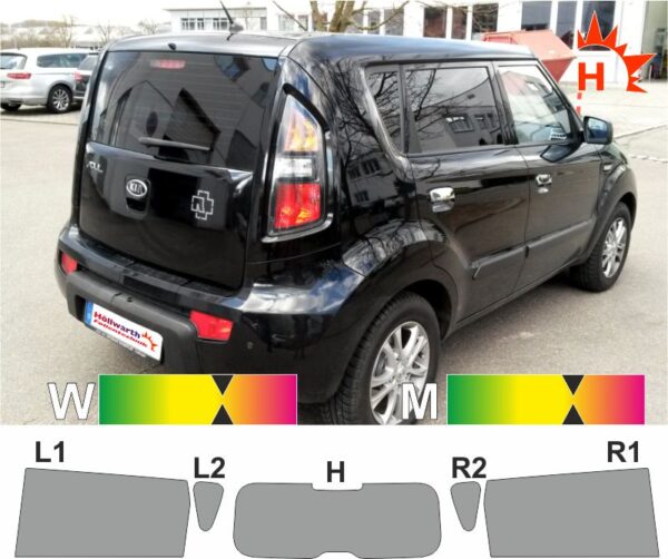 KIA Soul 2008 bis 2014 passgenaue Tönungsfolie