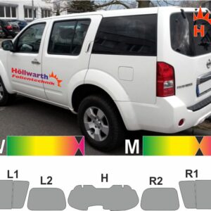 NISSAN Pathfinder R51 2004 bis 2013 mit doppelklimaanlage passende Tönungsfolie