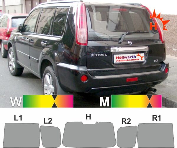 NISSAN X-Trail T30 SUV 2001 bis 2007 passende Tönungsfolie