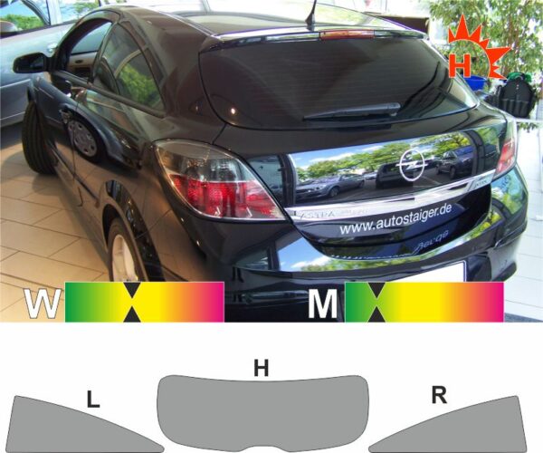 OPEL Astra H dreitürig 2004 bis 2010 passende Tönungsfolie