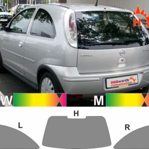 OPEL Corsa C dreitürig 2000 bis 2006 passende Tönungsfolie