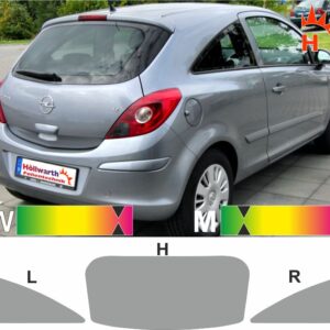 OPEL Corsa D dreitürig 2006 bis 2015 passende Tönungsfolie