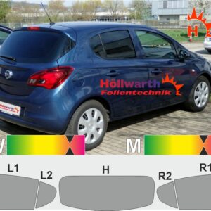 OPEL Corsa E fünftürig 2014 bis 2019 passgenaue Tönungsfolie