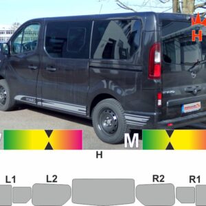 Vivaro B L1H1 Heckklappe Schiebetüren links und rechts Schiebefenster passende Tönungsfolie