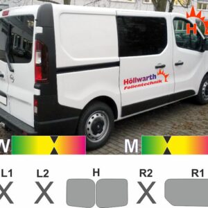 OPEL Vivaro B L1H1 Flügeltüren, Schiebetür rechts passende Tönungsfolie