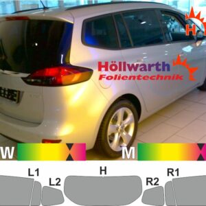 OPEL Zafira Tourer C 2012 bis 2019 mit Heckscheibenantenne passende Tönungsfolie