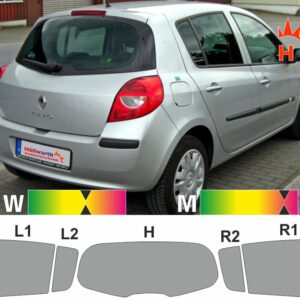 RENAULT Clio III fünftürig 2005 bis 2012 passende Tönungsfolie