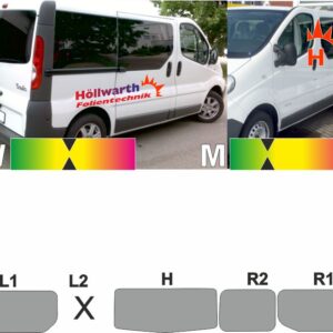 RENAULT Trafic II L1H1 Heckklappe Schiebetür rechts ohne L2 passende Tönungsfolie