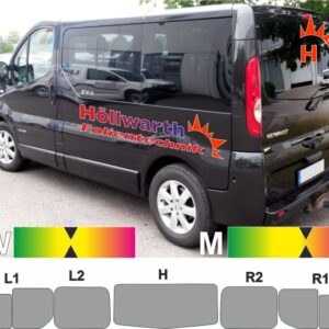 RENAULT Trafic II L1H1 Heckklappe Schiebetür rechts Schiebefenster passende Tönungsfolie