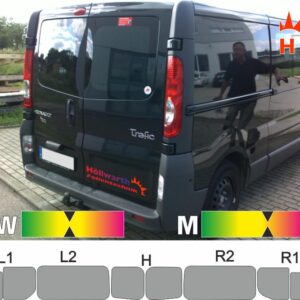 RENAULT Trafic II L2H1 Hecktüren Schiebetür rechts Schiebefenster passende Tönungsfolie