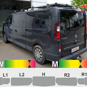 RENAULT Trafic III L2H1 ab 2014 Heckklappe mit Schiebefenster links und recht passende Tönungsfolie