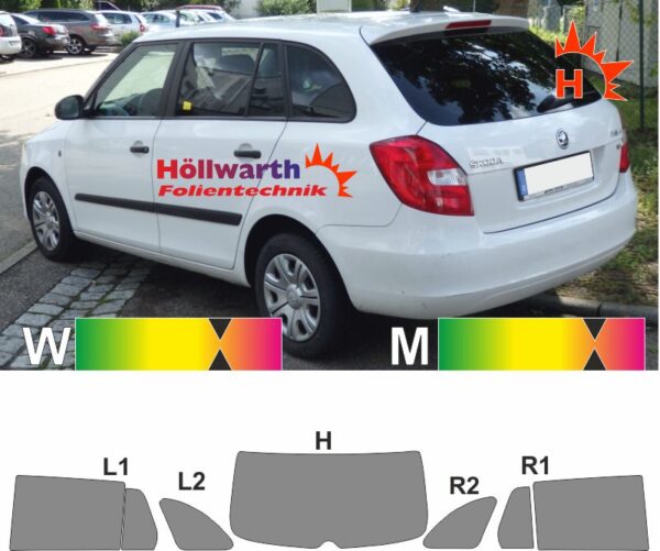 SKODA Fabia II 5J Kombi 2007 bis 2015 passende Tönungsfolie