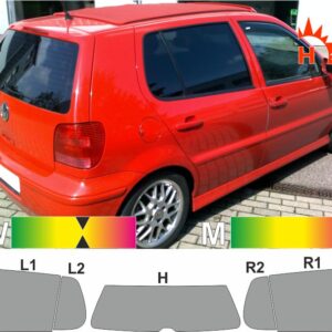 VW Polo 3 Typ 6N fünftürig ohne dritter Bremsleuchte 1994 bis 1997 passende Tönungsfolie